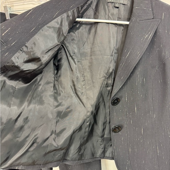 Lafayette 148 Size 4 Wool Silk Pant Suit Black White Career Jacket 2 Piece - Picture 10 of 12